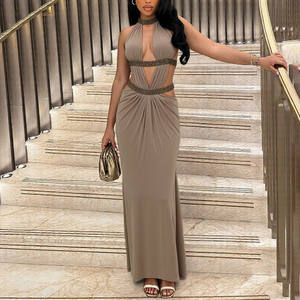 <span class=keywords><strong>Abito</strong></span> Sexy con Paillettes e Schiena Scoperta, Vestito Lungo Senza Maniche con Spalle Scoperte e Dettagli Traforati, Nuovo <span class=keywords><strong>Abito</strong></span> da Sera per Donna - Product Image 2