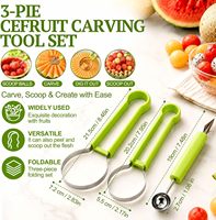 4-in-1 Plastic Fruitballenlepel Set met Roestvrijstalen Lemmetjes, Meloen Snijmes, Handmatig DIY Fruit Salade Schaal Decoratie