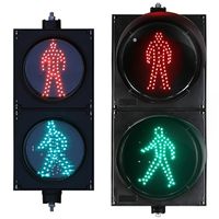Feu de signalisation piétonnier interactif solaire 12V 24V, 200mm 300mm, à deux unités, avec compte à rebours à deux chiffres, rouge statique et vert en marche