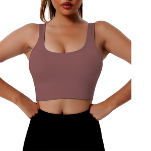 เสื้อชั้นในกีฬาผู้หญิง Lanyu Custom Logo สีพื้น สายไขว้หลัง น้ำหนักเบา ระบายอากาศได้ดี เหมาะสำหรับฟิตเนส ยิม ผ้าสี่ทิศทางยืดหยุ่น รองรับได้ดี - Product Image 1