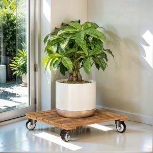 Maceta Redonda de Madera de Acacia Ecológica de 13 Pulgadas, Forma Cuadrada, para Patio, Jardín, para Flores/Plantas Verdes, Vietnam - Product Image 1