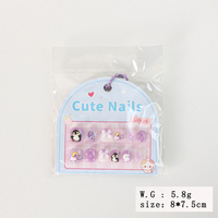 Lot de 12 faux ongles pour enfants, en ABS, 3D, dessin animé, détachables, réutilisables, mignons, pré-dessinés, à presser