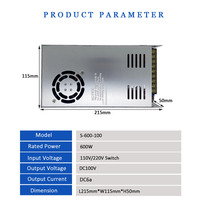 Alimentation électrique CC réglable haute précision 600W AC110V/220V vers DC100V 6A pour éclairage à LED et systèmes de sécurité CCTV