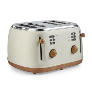 <span class=keywords><strong>Grille</strong></span>-<span class=keywords><strong>pain</strong></span> automatique 4 tranches en acier inoxydable <span class=keywords><strong>et</strong></span> finition texturée <span class=keywords><strong>bois</strong></span>, <span class=keywords><strong>blanc</strong></span>, réglages de brunissage larges, décongélation, réchauffement, levage élevé, occasion - Product Image 4