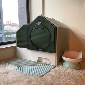 Sanitário para Gatos de Plástico Ecológico, Hermético e à Prova de Odores, Grande Capacidade <span class=keywords><strong>70L</strong></span>, Tipo Gaveta em Formato de Casa com Almofada Antiderramamento de Areia - Product Image 1