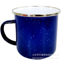 Tasses en émail, mugs à transfert thermique avec points noirs et blancs, bords en émail or et argent bicolores