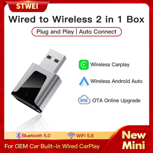 Adaptador STWEI 2 en 1 Mini de CarPlay y Android Auto con Cable a Inalámbrico, WiFi5 de 5GHz para Autos Originales con CarPlay/Auto con Cable - Product Image 2