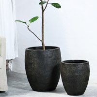 Pot de fleurs circulaire haut de gamme en ciment et argile de magnésium, fait main, style vintage nordique, grand format, pour Monstera