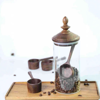 Contenants de rangement de cuisine en verre transparents, style nordique esthétique, luxe minimaliste, avec couvercle en bois