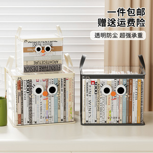 Sac de rangement transparent pliable pour livres, grande capacité, organisateur de vêtements, forme rectangulaire, type autoportant, pour salon - Product Image 2