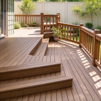 Planches de terrasse en WPC à grain de bois 3D de luxe pour l'extérieur, revêtement de sol composite bois-plastique pour piscine, villa, terrasse