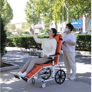 Fauteuil roulant de transfert de patient, hauteur réglable, léger, pliable, en acier au carbone, pour personnes handicapées, mobilité, réadaptation médicale, thérapie - Product Image 4