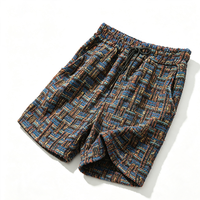 Shorts décontractés pour hommes en tissu peigné teint en fil, motif écossais vintage, coupe ample avec cordon de serrage et poches latérales, style streetwear, personnalisable, collection automne-hiver