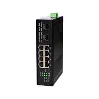 Switch Ethernet industriel 8 ports Gigabit 2 SFP géré par web, montage sur rail DIN, gestion WEB, réseau en anneau, STP, RSTP, VLAN, QoS