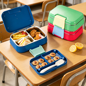 Insulated Stainless Steel Bento <b>Box</b> 1450ml 304 Stainless Steel 2-Layer Leakproof <b>Lunch</b> <b>Box</b> with Custom Logo for Adults Kids - Product Image 1
