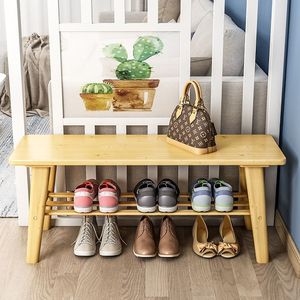 Banc à chaussures en bois massif avec rangement, design gain de place pour entrée ou chambre - Product Image 1
