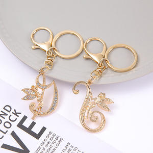 Llavero Creativo con Iniciales, 26 Letras Inglesas, con Pedrería, Chapado en Oro, Aleación de <span class=keywords><strong>Zinc</strong></span>, Accesorios para Llaves, Colgante, Regalos - Product Image 4