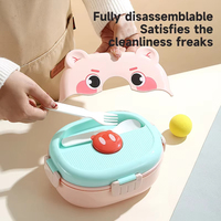 Boîte à bento mignonne en forme d'animal de dessin animé LingHui pour enfants, récipient à lunch étanche avec compartiments, ustensiles, compartiments en plastique de qualité alimentaire, sans BPA