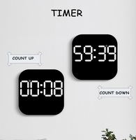 Jam dinding LED kotak layar besar multifungsi, jam dinding Digital dengan Remote kontrol, tampilan kalender, jam meja temperatur