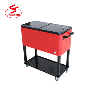 Outdoor Rolling Beer Insulated <strong>Cooler</strong> <strong>Box</strong> Cart <strong>on</strong> <strong>Wheel</strong> - Product Image 2