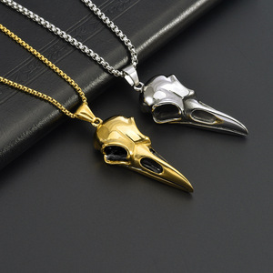Collar con Colgante de Calavera de Cuervo Punk de la <span class=keywords><strong>Serie</strong></span> Oscura Gótica de Moda, Acero Inoxidable 316, Conservación del Color, No Pierde el Color - Product Image 3