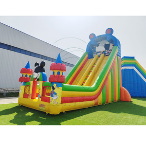 Château gonflable géant commercial à double toboggan pour enfants, parc d'attractions gonflable à thème dessin animé, idéal pour la vente - Product Image 3