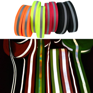 Neon màu xanh lá cây màu hồng dải phản quang huỳnh quang màu đỏ cam BĂNG BĂNG của các vật liệu cho quần áo làm việc an toàn - Product Image 5