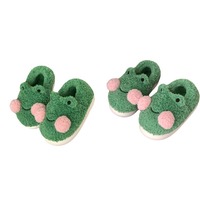 Tissu doux Grenouille animale Pantoufles en peluche Vente en gros Grenouille animale d'intérieur Pantoufles en peluche Personnaliser Grenouille animale Pantoufles en peluche