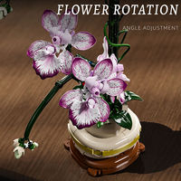 MJI 13114 Cymbidium Orchis Flower Block Ornament Model Small Particles Children Assembly Educational Building Block Set ABS