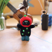 Vente en gros d'usine, porte-clés chat en peluche miniature doux, motif à pois, couleurs assorties, chat avec expression excentrique, coton PP, 15 cm