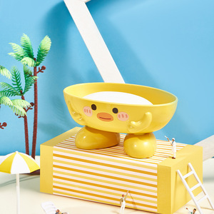 Small <b>Yellow</b> Cute Drain Eco-friendly Plastic Modern Soap Box Storage Rack for Children's Bathroom - Product Image 2