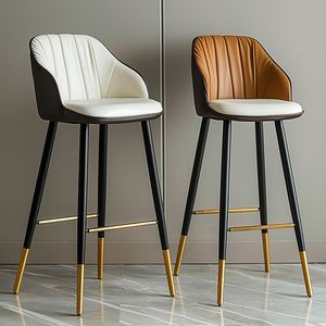 Taburete de Bar de diseño de muebles altos modernos al por mayor, silla con marco de acero vintage, taburete de bar comercial de cuero - Product Image 3