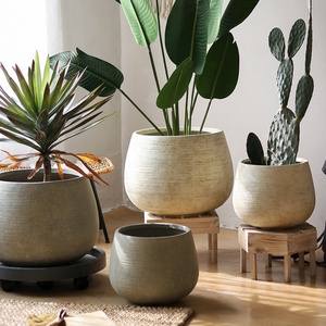 Macetero Redondo <span class=keywords><strong>para</strong></span> Decoración de Centros Comerciales, Hogares y Hoteles, Maceta <span class=keywords><strong>para</strong></span> Palmeras con Bandeja, Macetas de Fibra de Vidrio <span class=keywords><strong>para</strong></span> Jardín y Vestíbulo - Product Image 4