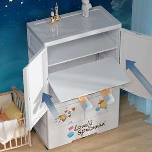 Vente en gros de tiroirs de <span class=keywords><strong>rangement</strong></span> en plastique écologiques à double porte durables Conception moulée par injection pour la salle de bain des bébés des enfants - Product Image 3
