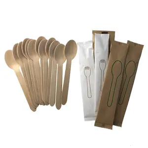 Nuovo Disegno Biodegradabile Ecofriendly Set di Posate di Legno Coltello Forchetta Cucchiaio