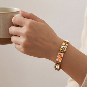 Breloques italiennes tendance et mignonnes en acier inoxydable, motifs tigre, éléphant, mots anglais colorés, pour la création de bracelets DIY de 9 mm - Product Image 2