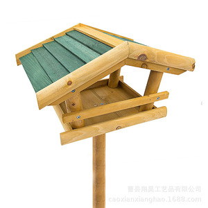 Solid Wood <b>Standing</b> <b>Bird</b> Feeder Outdoor Wooden Birdhouse Natural Color For Parks And Backyard - Product Image 3