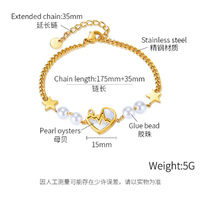 Bracelet élégant pour femme en acier inoxydable, design minimaliste étoile avec nacre et perle battement de cœur, idéal pour le quotidien