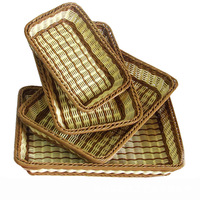 Panier à fruits en rotin plastique tressé à la main, durable, bon marché, pour supermarché, panier à fruits et légumes, boîte de rangement