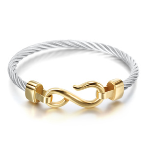 Bracelet minimaliste en câble de 10 mm en forme d'hameçon, en acier inoxydable et titane, trois couleurs, bijoux pour femmes, cadeau - Product Image 3