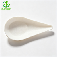 SUMKOKA Assiettes biodégradables en bagasse de canne à sucre naturelle, blanches, de 10 cm, pour desserts, sauces et amuse-gueules