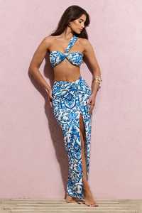 Produttore professionale abbinato modello di <span class=keywords><strong>abbigliamento</strong></span> Coord una spalla Crop top Slit gonna lunga 2 pezzi Set donna - Product Image 2