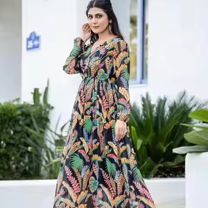 Élégant Nouveau Designer Heavy Rayon Femmes Exquis Quatre Côté Impression Travail Détaillant pour Fête Festival Porter Kurtis Ensemble - Product Image 1