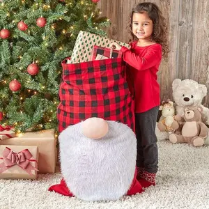 2023 Hot Selling Large Drawstring Pouches Xmas Santa Gnome 55*86cm Big Size Christmas Eco-friendly Gift Package Bag Christmas Gi