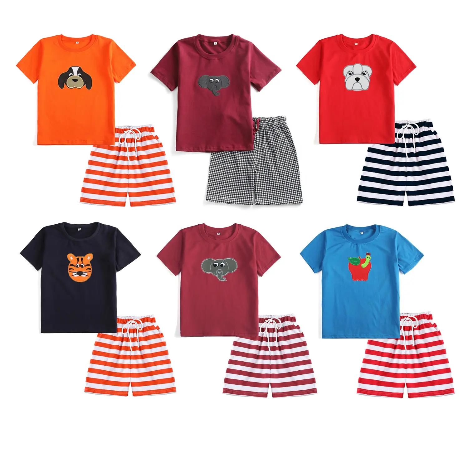 Zomer Korte Mouw Peuter Baby Boy Kids Kinderen Katoen Applique Voetbal School Goedkope Schattige Baby Boy Kleding Pasgeboren