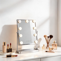 Miroir de maquillage carré intelligent en métal et verre avec écran LED 9 couleurs, modes d'éclairage réglables