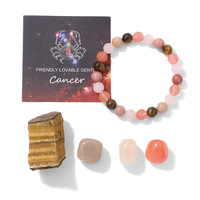 Pulsera de Amuletos del Zodíaco Vintage al por Mayor, 12 Signos, Piedras de Nacimiento, Amuletos de la Suerte, Joyería Unisex con Cordón Elástico