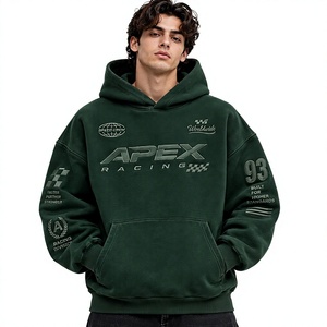 Sudadera con Capucha Verde Oscuro para Hombre, Estilo Racing, Oversize, Streetwear, con Estampado Gráfico de Motorsport, para Uso Diario Informal - Product Image 1