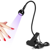 Lampe UV LED à col de cygne flexible alimentée par USB, séchoir à ongles portable à clipser, lampe de bureau réglable pour le durcissement du gel à domicile et le nail art DIY