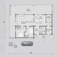 Kit de Maison en Bois Moderne de 85m² Style Écologique Préfabriqué DIY Cabane Modulaire 2 Chambres